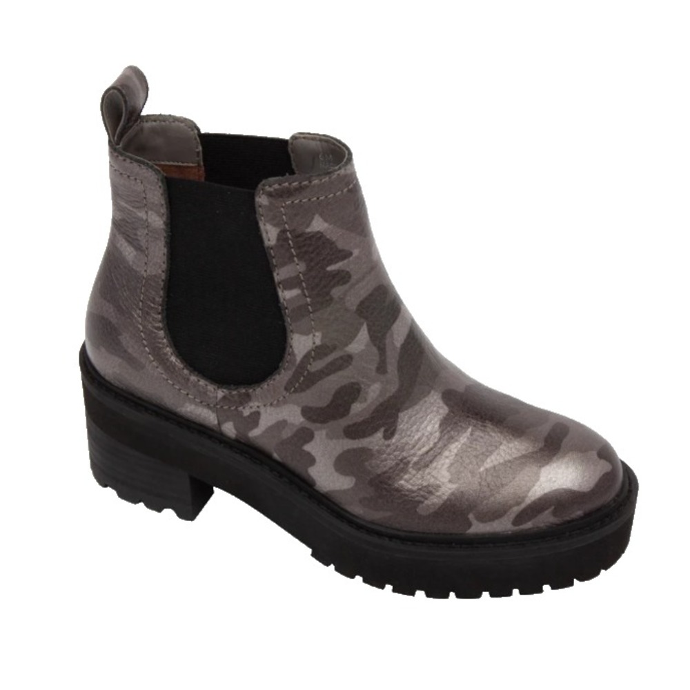Linea Paolo‎ Tate Chelsea Chunky Lug Sole Boot 9.5 Black Gray Camo Moto Utility